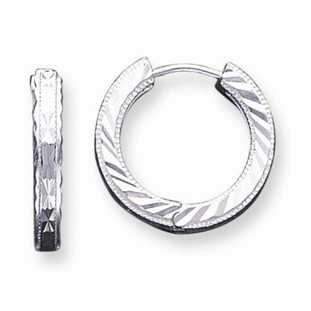 Sterling Silver Diamond-cut Polished Hoop Earrings