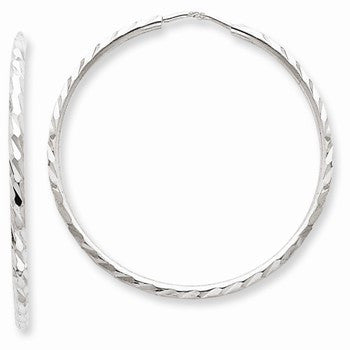 Sterling Silver Diamond-cut Hoop Earrings