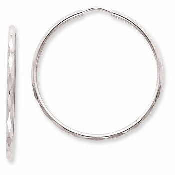 Sterling Silver Diamond-cut Hoop Earrings