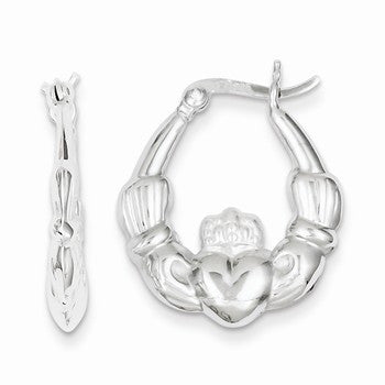 Sterling Silver Claddagh Hoop Earrings