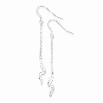 Sterling Silver CZ Swirl Dangle Earrings