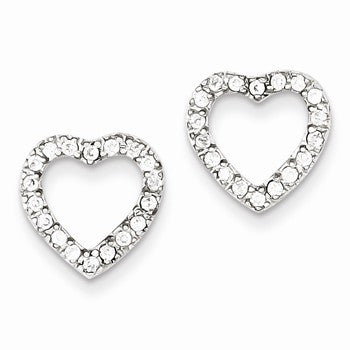 Sterling Silver CZ Heart Post Earrings