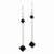 Sterling Silver Black CZ w/Chain Dangle Earrings