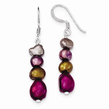 Sterling Silver Browns/Purples Cultured Pearl Earrings