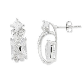 Sterling Silver Clear CZ Post Earrings