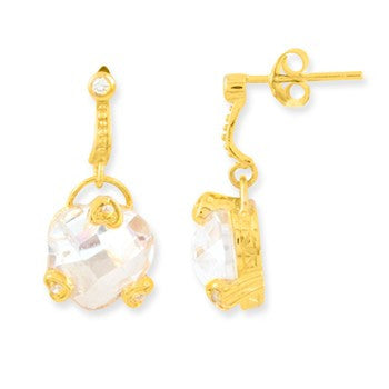 Sterling Silver 1 micron Gold Plated clear CZ Post Earrings