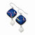 Sterling Silver Blue Dichroic Glass w/ Freshwater CulturedPearl Dangle Earrings