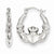 Sterling Silver Rhodium Plated Claddagh Hollow Hoop Earrings