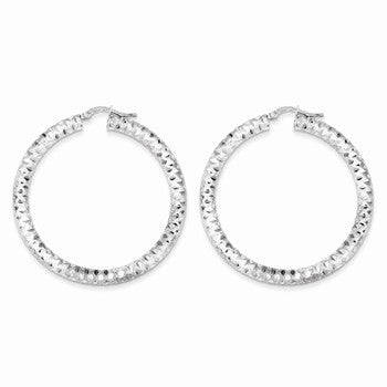 Sterling Silver Diamond-cut Hoop Earrings