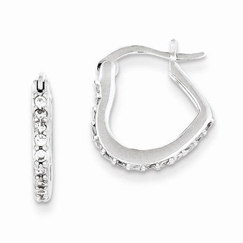 Sterling Silver CZ Heart Shape Hoop Earrings
