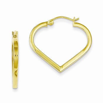 Sterling Silver Gold Plated Square Tube Heart Hoop Earrings