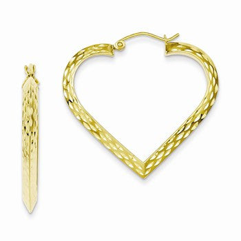 Sterling Silver Gold Plated Textured Heart Hoop Earrings