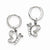 Sterling Silver CZ Butterfly Dangle Hinged Hoop Earrings