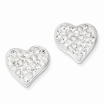 Sterling Silver Stellux Crystal Heart Post Earrings