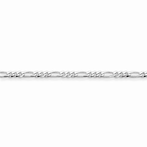 Ss Rhodium Plated Figaro Chain Bracelet