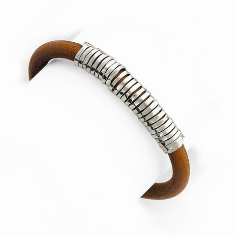 Sterling Silver Natural Leather Bracelet