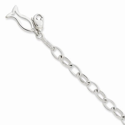 Sterling Silver Ichtus Dangle Link Bracelet