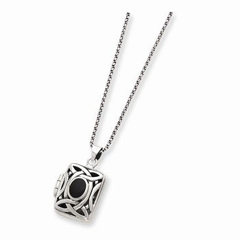 Sterling Silver Onyx & Marcasite Square Locket