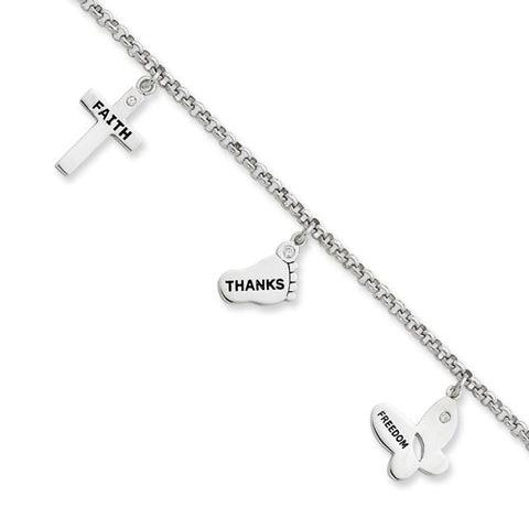 Sterling Silver Cz Inspiration Charm