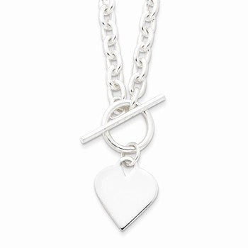 Sterling Silver Engraveable Heart Toggle Necklace