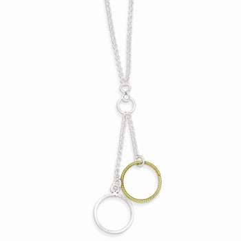 Sterling Silver & Vermeil Polished Fancy Circle Drop Necklace