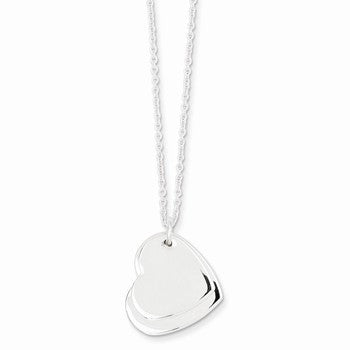 Sterling Silver Polished Double Heart Necklace