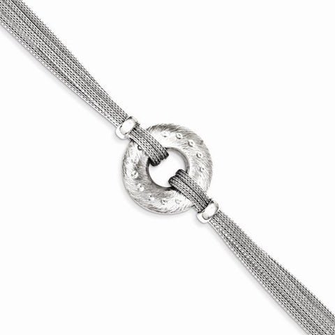 Sterling Silver Textured and Polished 4 Strand Circle Bracelet