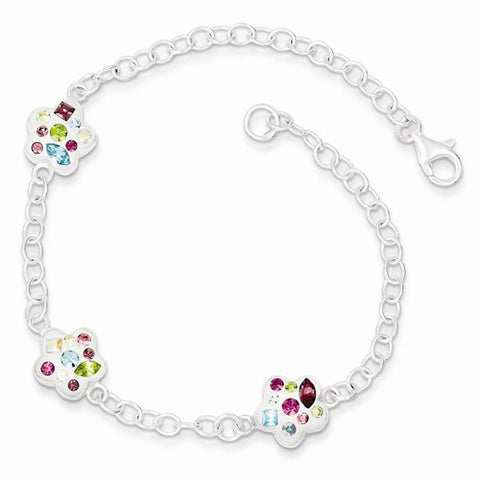 Sterling Silver Stellux Multi Color Crystal Flower Bracelet