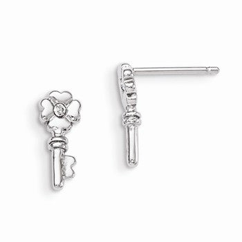 Sterling Silver w/Swarovski Elements Key Post Earrings