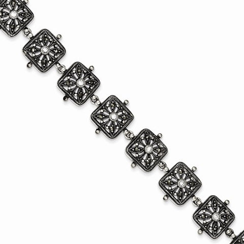 Sterling Silver Marcasite and Cz Bracelet