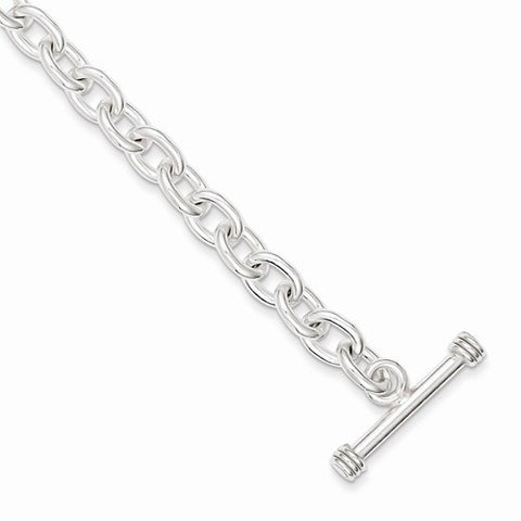 Sterling Silver Polished Fancy Link Toggle Bracelet