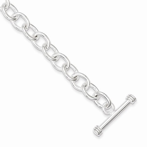 Sterling Silver Polished Fancy Link Toggle Bracelet