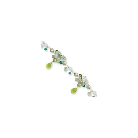 Sterling Silver Amazonite Crystal Freshwater Cultured Pearl Bracelet