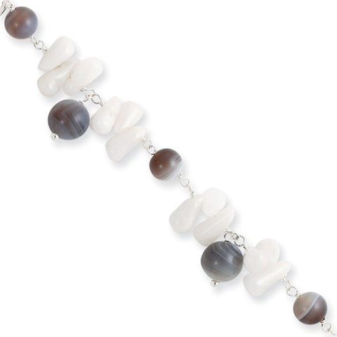 Sterling Silver Agate White Bracelet