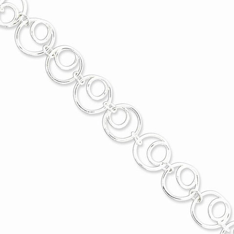 Sterling Silver Polished Fancy Swirled Link Bracelet