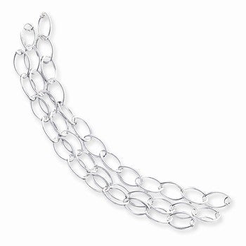 Sterling Silver Solid Polished Three Chain Fancy Necklace
