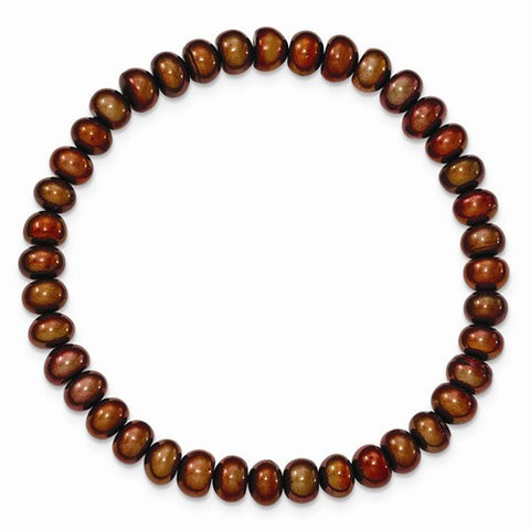 Freshwater Cultured 6-7Mm Pearl Brown Stretch Bracelet