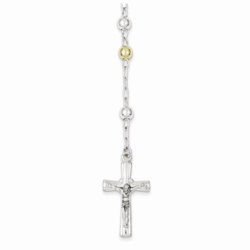 Sterling Silver Polished Rosary Beads Necklace