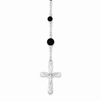 Polished Black Onyx Rosary Necklace