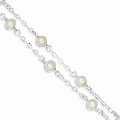Sterling Silver Polished Fresh Water Pearl Bracelet