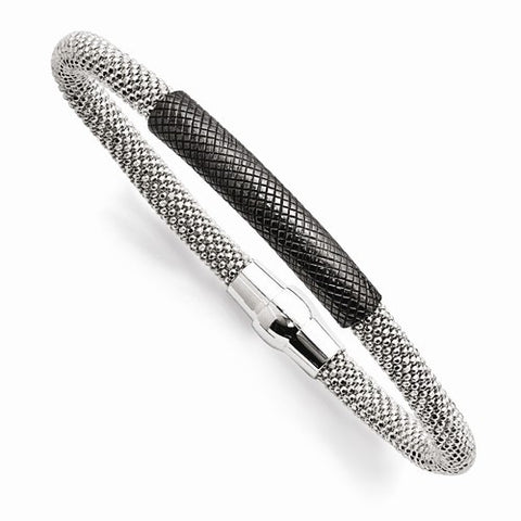 Sterling Silver Ruthenium-Plated Mesh Bracelet