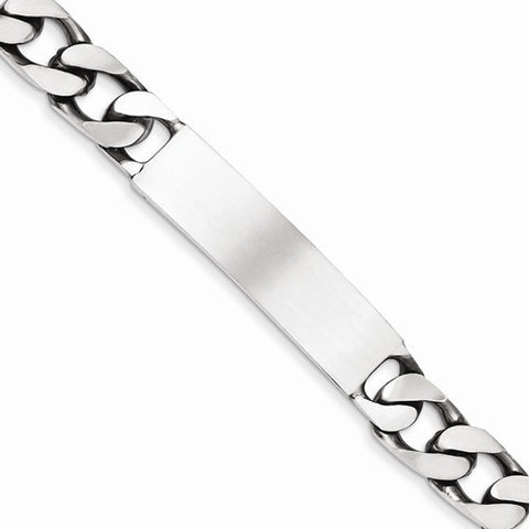 Sterling Silver Engraveable Antiqued Figaro Link Id Bracelet