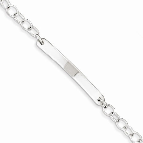 Sterling Silver Small Oval Rolo Link Id Bracelet