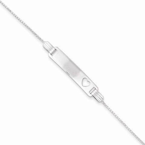 Sterling Silver Baby Id with Cut-Out Heart Bracelet