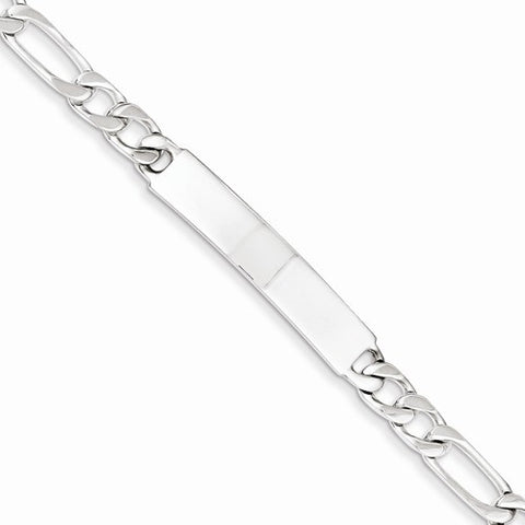 Sterling Silver Polished Engraveable Figaro Link Id Bracelet