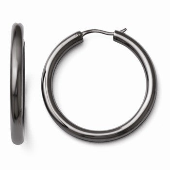Sterling Silver Black-plated 3.5mm Tube Earrings