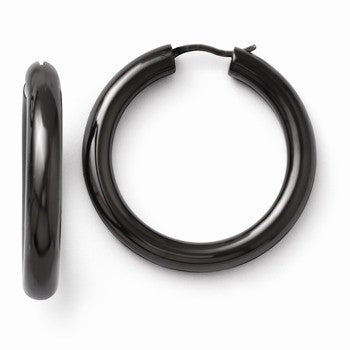 Sterling Silver Black-plated 5mm Tube Earrings