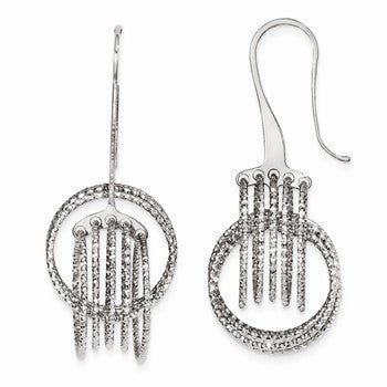 Sterling Silver Laser-cut Dangle Shepherd Hook Earrings
