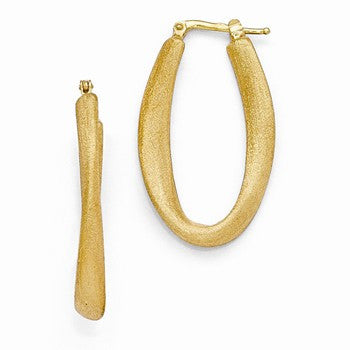 Sterling Silver Gold-plated Brushed Oval Hoop Earrings
