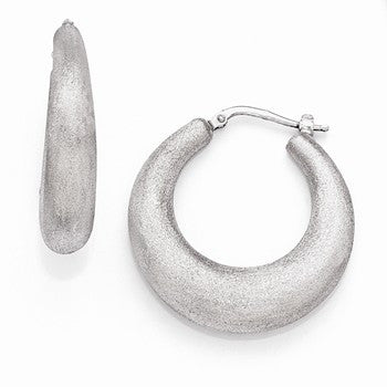 Sterling Silver Brushed Hinged Hoop Earrings